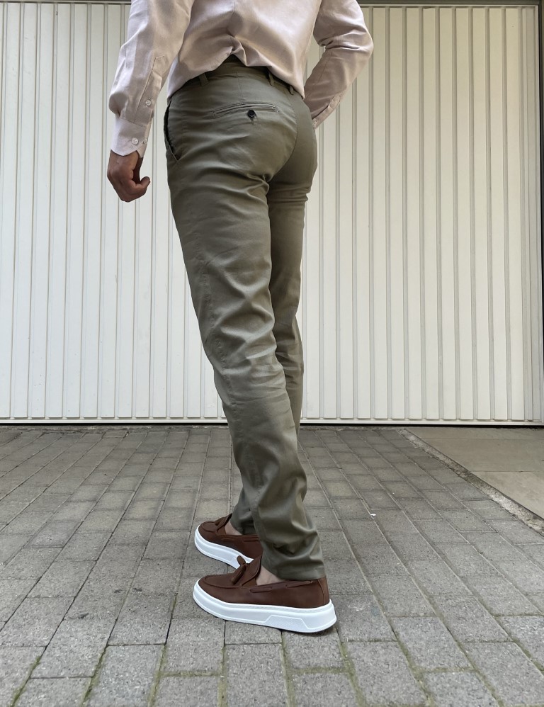 Ανδρικό χακί υφασμάτινο Chinos παντελόνι Ben Tailor 0285K φωτογραφία